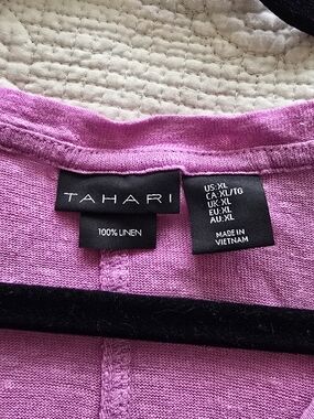 TAHARI Pink Linen Top - XL